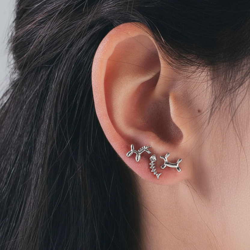 Raspa earrings (silver and gold)