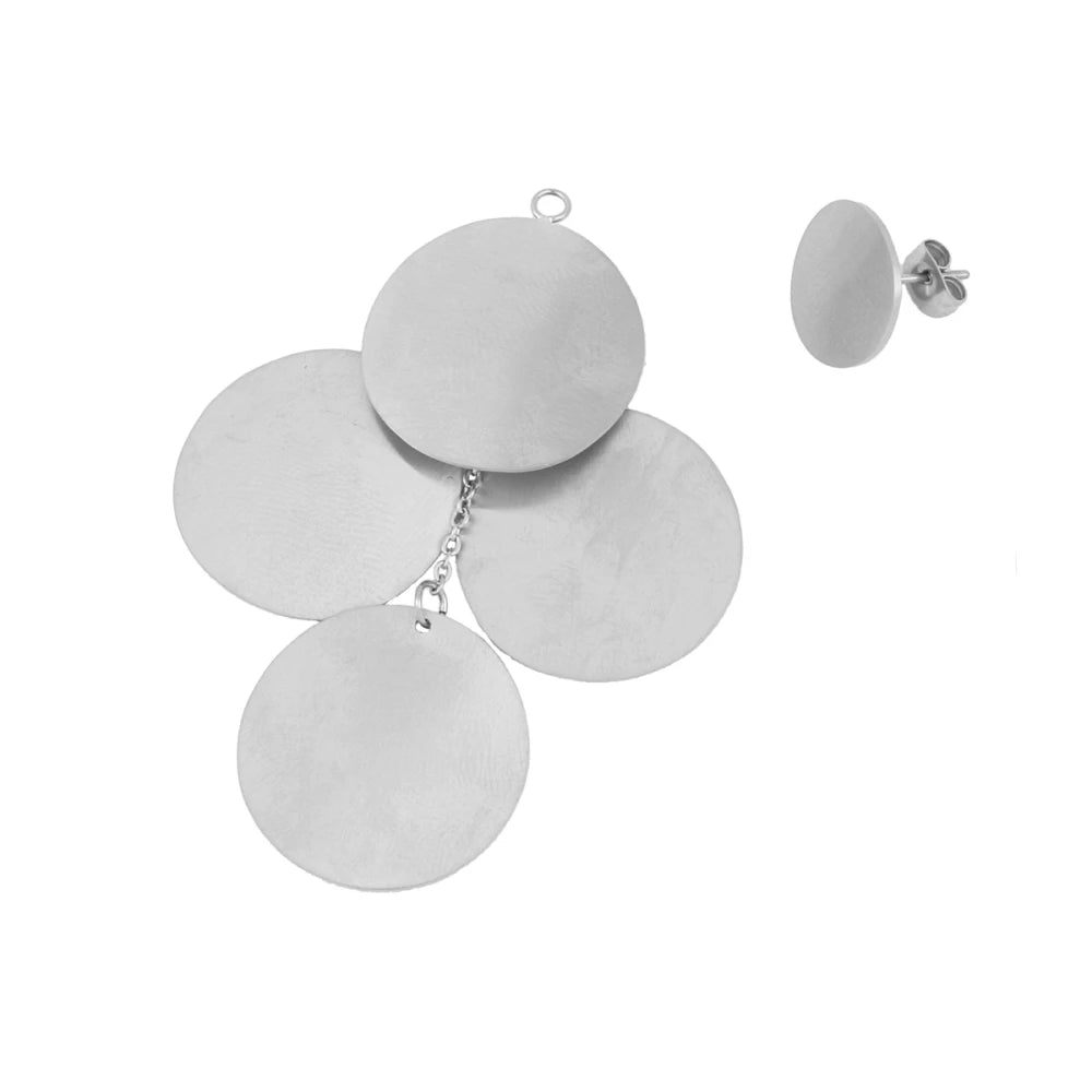 pendientes largos y grandes convertibles 2 en 1. Son de acero hipoalergénico resistente al agua y no pesan. Acabados en dorado y plateado. Perfectos para invitada a boda y eventos, o para fiestas de navidad y salir por la noche