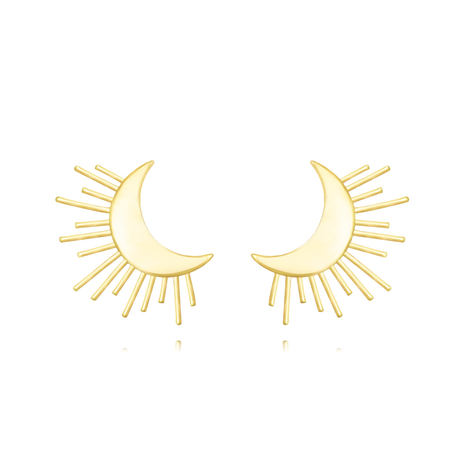 pendientes MEDIANOS para invitada a bodas o eventos en forma de luna y rayos de sol. Son de acero hipoalergenico y resistente al agua. Acabado en dorado. No pesan, son ligeros