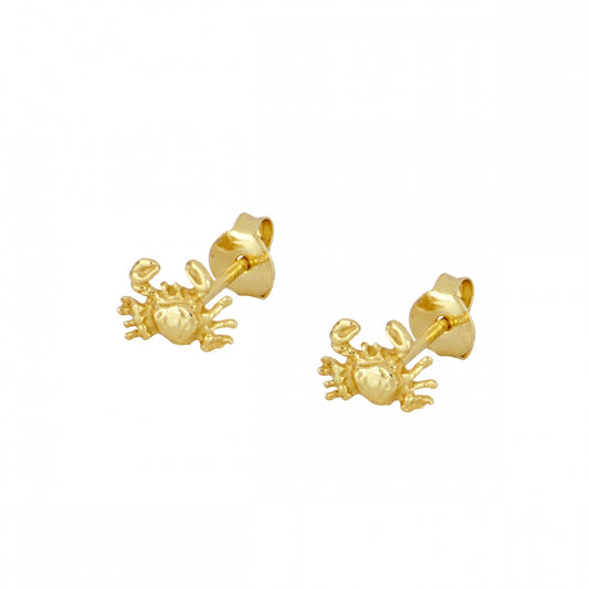 pendientes para verano de cangrejo. Son perfectos para piercing y el material es de plata de ley con baño de oro 18 kilates. gold plated sterling silver crab piercing earrings