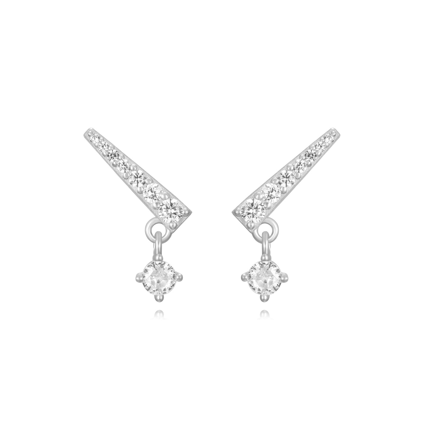 pendientes con forma de triángulo en plata de ley con baño de oro y circonitas. Se pueden llevar de piercing en el cartílago. Gold plated sterling silver triangle zircon earrings