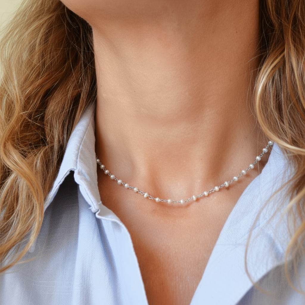 Perlitas choker (silver and gold)