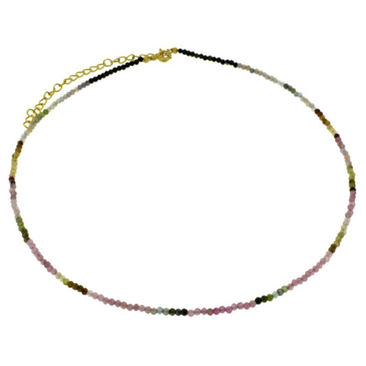 chocker o gargantilla con bolitas de colores confeccionada en plata de ley y con piedras naturales de turmalina