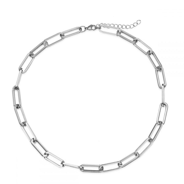 collar dorado o plata de eslabón grueso o gordo confeccionado en acero
