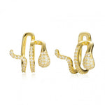 ear cuff de serpiente confeccionado en plata de ley 925 con baño de oro 18 kilates para llevar como un pendiente falso en el cartílago sin agujero