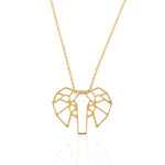 GARGANTIlla o collar con colgante de elefante que está confeccionada en plata de ley con baño de oro 18 kilates. gold plated sterling silver origami elephant pendant necklace