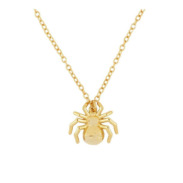 GARGANTIlla o collar con colgante de araña que está confeccionada en plata de ley con baño de oro 18 kilates. Gold plated sterling silver spider necklace