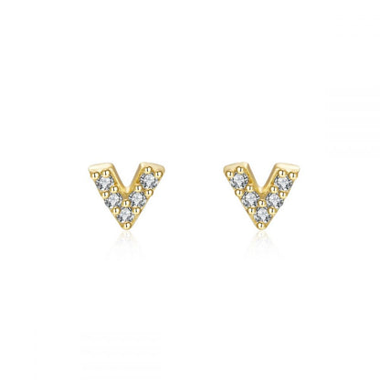 Mini pendientes pequeños de piercing con circonitas confeccionados en plata de ley con baño de oro 18 kilates. Gold plated sterling silver tiny zircon piercing earring