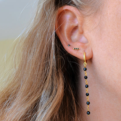 Rosary spinel earrings (silver and gold)