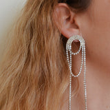 pendientes grandes y largos de fiesta para invitada a boda con brillantes de strass